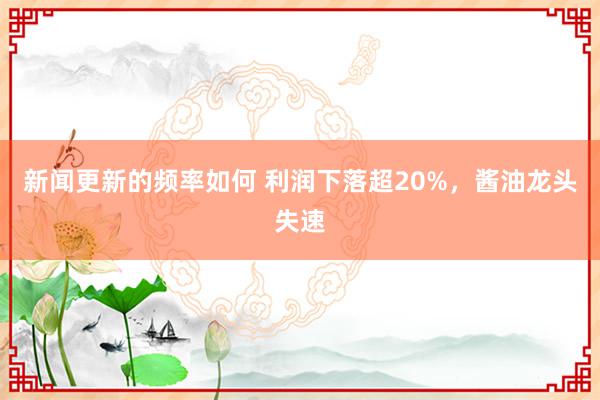 新闻更新的频率如何 利润下落超20%，酱油龙头失速