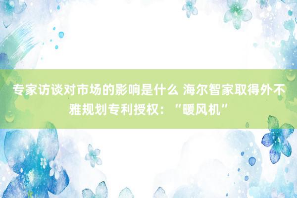 专家访谈对市场的影响是什么 海尔智家取得外不雅规划专利授权：“暖风机”