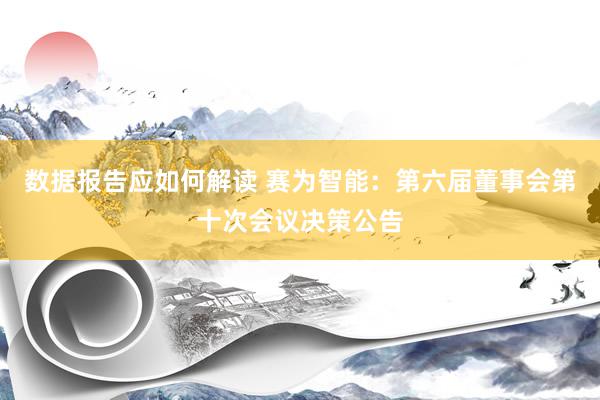 数据报告应如何解读 赛为智能：第六届董事会第十次会议决策公告