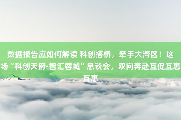 数据报告应如何解读 科创搭桥，牵手大湾区！这场“科创天府·智汇蓉城”恳谈会，双向奔赴互促互惠