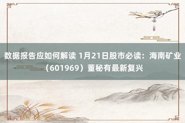 数据报告应如何解读 1月21日股市必读：海南矿业（601969）董秘有最新复兴