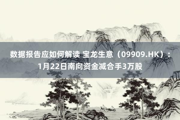 数据报告应如何解读 宝龙生意（09909.HK）：1月22日南向资金减合手3万股