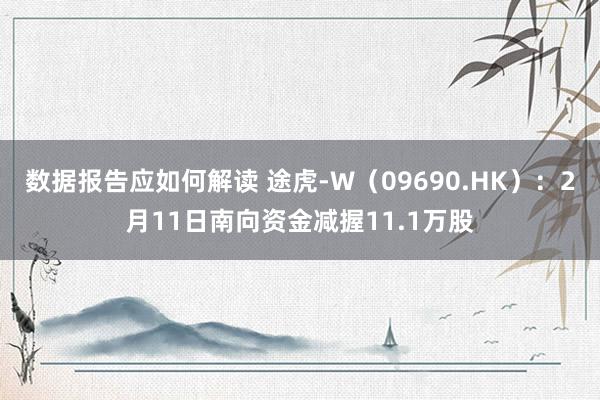 数据报告应如何解读 途虎-W（09690.HK）：2月11日南向资金减握11.1万股