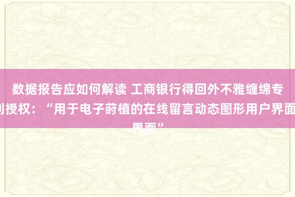 数据报告应如何解读 工商银行得回外不雅缠绵专利授权：“用于电子莳植的在线留言动态图形用户界面”