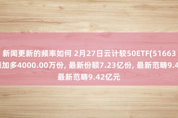 新闻更新的频率如何 2月27日云计较50ETF(516630)份额加多4000.00万份, 最新份额7.23亿份, 最新范畴9.42亿元